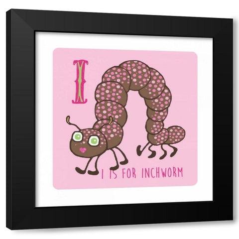 I is For Inch Worm Black Modern Wood Framed Art Print with Double Matting by Marrott, Stephanie