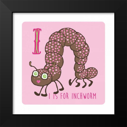 I is For Inch Worm Black Modern Wood Framed Art Print by Marrott, Stephanie