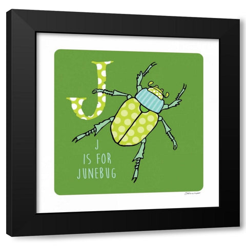 J is For June Bug Black Modern Wood Framed Art Print with Double Matting by Marrott, Stephanie