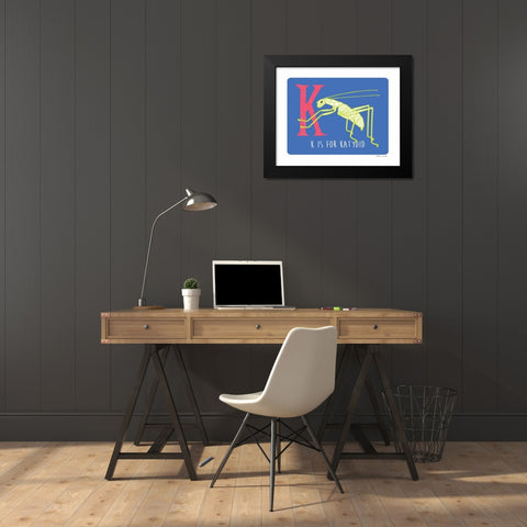 K is For Katydid Black Modern Wood Framed Art Print by Marrott, Stephanie