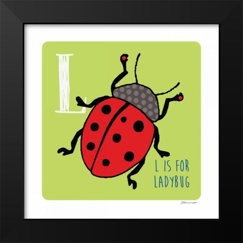 L is For Ladybug Black Modern Wood Framed Art Print by Marrott, Stephanie