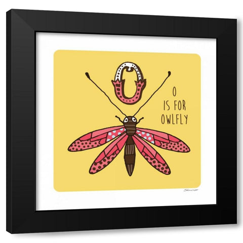 O is For Owl Fly Black Modern Wood Framed Art Print with Double Matting by Marrott, Stephanie