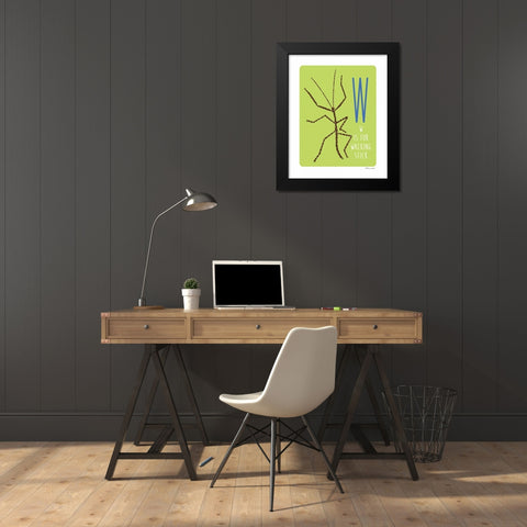 W is For Walking Stick Black Modern Wood Framed Art Print by Marrott, Stephanie