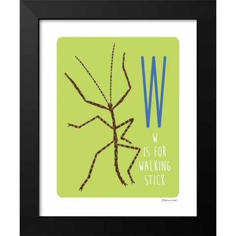 W is For Walking Stick Black Modern Wood Framed Art Print by Marrott, Stephanie
