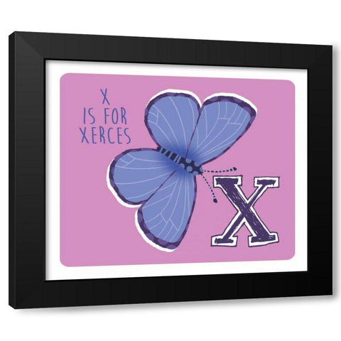 X is For Xerces Black Modern Wood Framed Art Print by Marrott, Stephanie