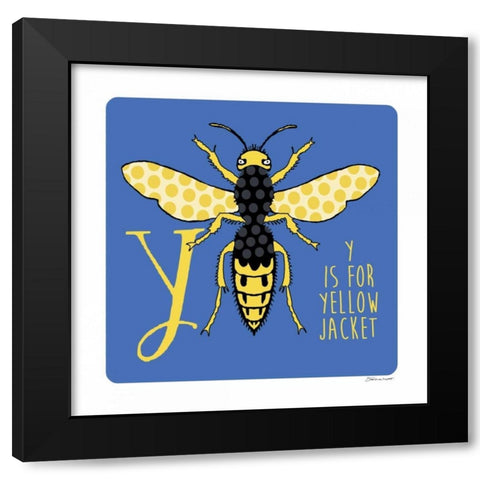 Y is For Yellow Jacket Black Modern Wood Framed Art Print by Marrott, Stephanie