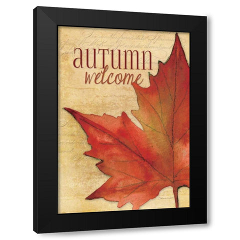 Autumn Welcome I Black Modern Wood Framed Art Print with Double Matting by Marrott, Stephanie