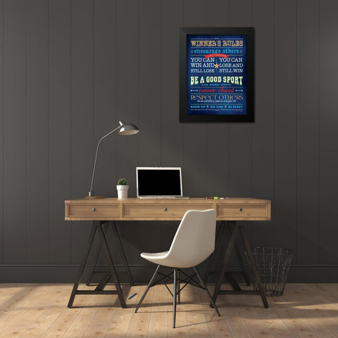 Winning Rules Black Modern Wood Framed Art Print by Marrott, Stephanie