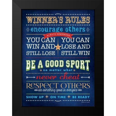 Winning Rules Black Modern Wood Framed Art Print by Marrott, Stephanie