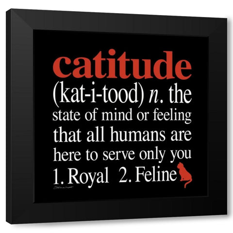 Catitude Black Modern Wood Framed Art Print by Marrott, Stephanie