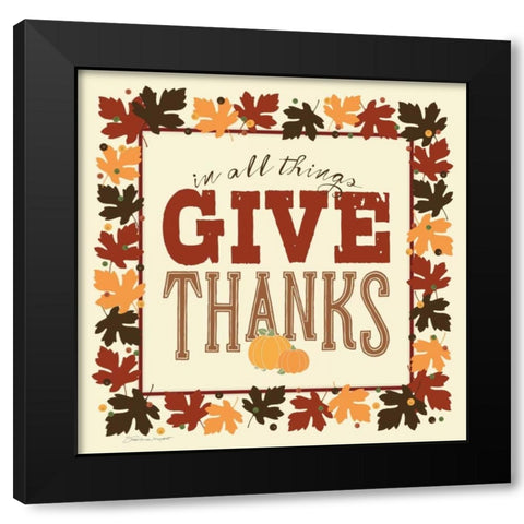 Give Thanks Black Modern Wood Framed Art Print with Double Matting by Marrott, Stephanie