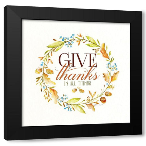 Give Thanks Black Modern Wood Framed Art Print with Double Matting by Marrott, Stephanie