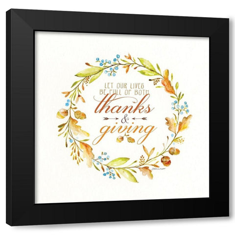 Thanks and Giving Black Modern Wood Framed Art Print with Double Matting by Marrott, Stephanie