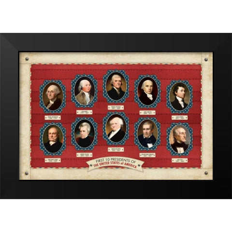 10 Presidents Black Modern Wood Framed Art Print by Marrott, Stephanie