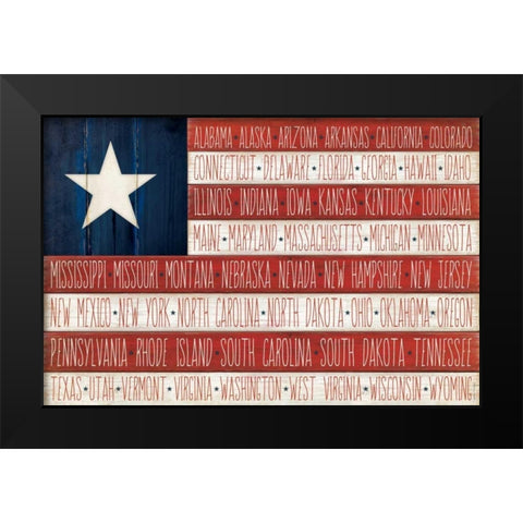 States Black Modern Wood Framed Art Print by Marrott, Stephanie