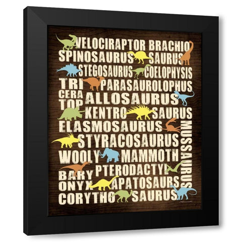Dinosaurs Black Modern Wood Framed Art Print by Marrott, Stephanie