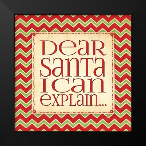Dear Santa Black Modern Wood Framed Art Print by Marrott, Stephanie