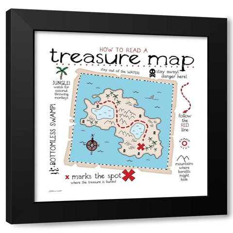 Treasure Map Black Modern Wood Framed Art Print by Marrott, Stephanie