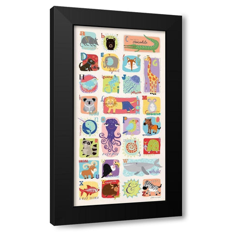 Animal Alphabet Black Modern Wood Framed Art Print with Double Matting by Marrott, Stephanie