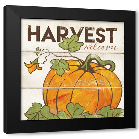 Harvest Welcome Black Modern Wood Framed Art Print by Marrott, Stephanie