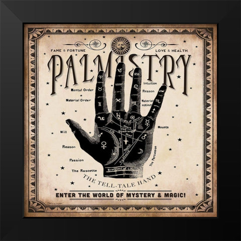 Palmistry Black Modern Wood Framed Art Print by Marrott, Stephanie