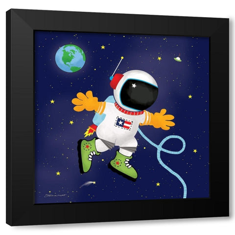 Astronaut In Space Black Modern Wood Framed Art Print by Marrott, Stephanie