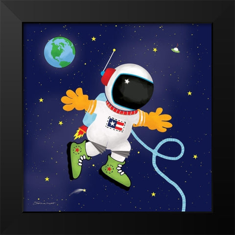 Astronaut In Space Black Modern Wood Framed Art Print by Marrott, Stephanie