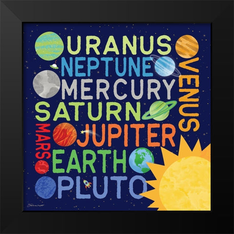 Our Planets Black Modern Wood Framed Art Print by Marrott, Stephanie
