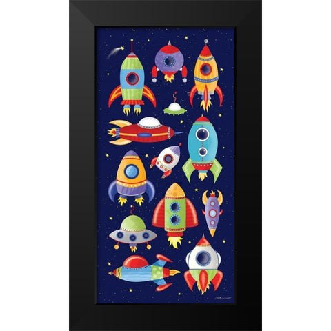Rocket Shopping Black Modern Wood Framed Art Print by Marrott, Stephanie