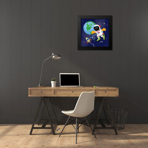 Space Flight Black Modern Wood Framed Art Print by Marrott, Stephanie