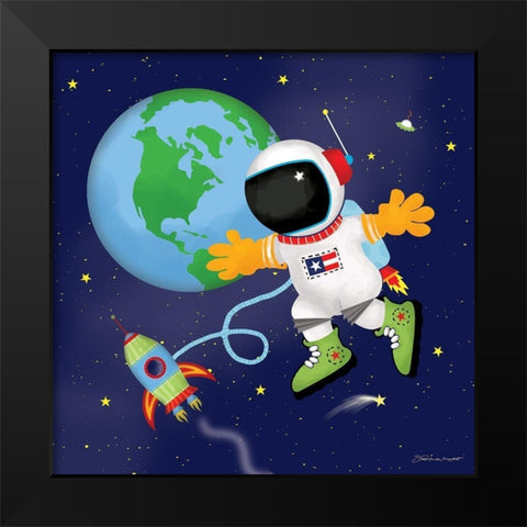 Space Flight Black Modern Wood Framed Art Print by Marrott, Stephanie
