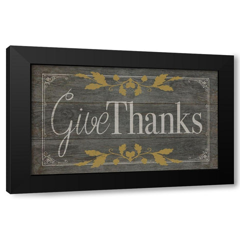 Give Thanks Black Modern Wood Framed Art Print with Double Matting by Marrott, Stephanie