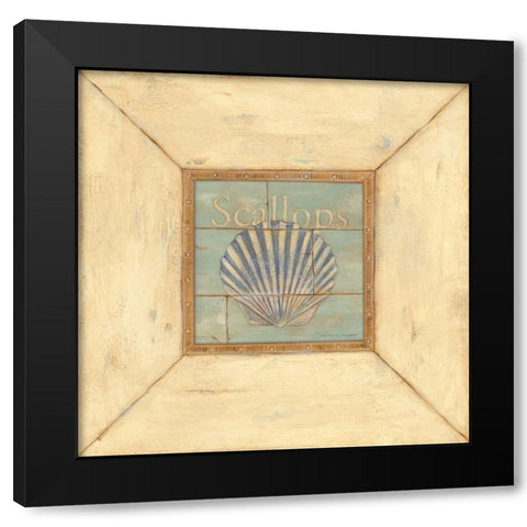 Scallops on Blue Black Modern Wood Framed Art Print by Marrott, Stephanie