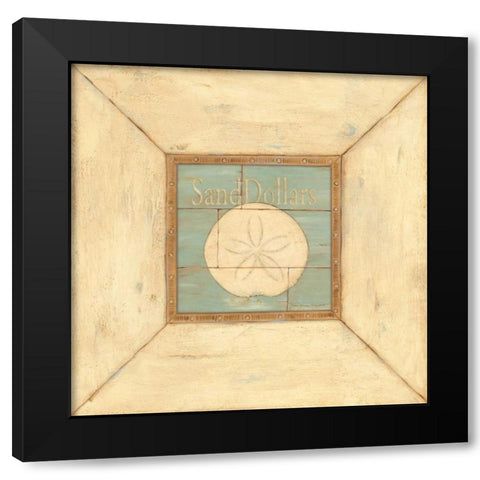 Sand Dollars on Blue Black Modern Wood Framed Art Print with Double Matting by Marrott, Stephanie