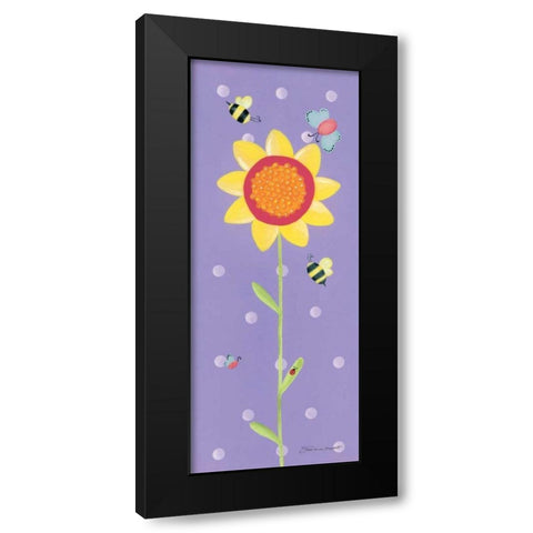 Sunflower and Bees Black Modern Wood Framed Art Print with Double Matting by Marrott, Stephanie