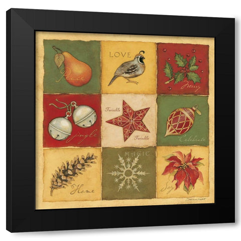 Christmas 9 Patch Black Modern Wood Framed Art Print by Marrott, Stephanie