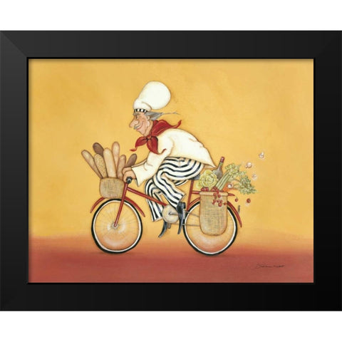 Biking Chef Black Modern Wood Framed Art Print by Marrott, Stephanie