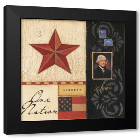 One Nation Black Modern Wood Framed Art Print with Double Matting by Marrott, Stephanie