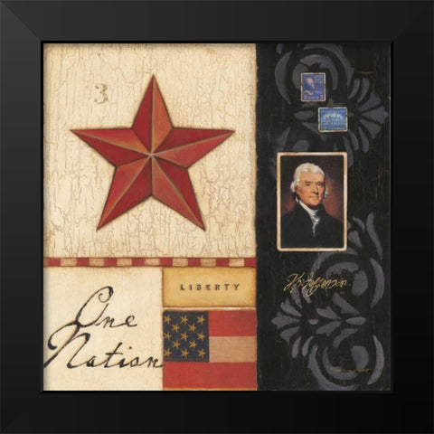 One Nation Black Modern Wood Framed Art Print by Marrott, Stephanie