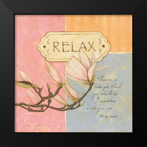 Relax Black Modern Wood Framed Art Print by Marrott, Stephanie
