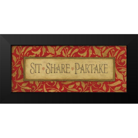 Sit Share Partake Black Modern Wood Framed Art Print by Marrott, Stephanie