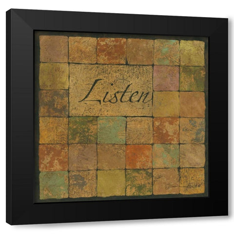 Listen Black Modern Wood Framed Art Print by Marrott, Stephanie