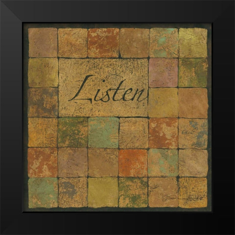 Listen Black Modern Wood Framed Art Print by Marrott, Stephanie