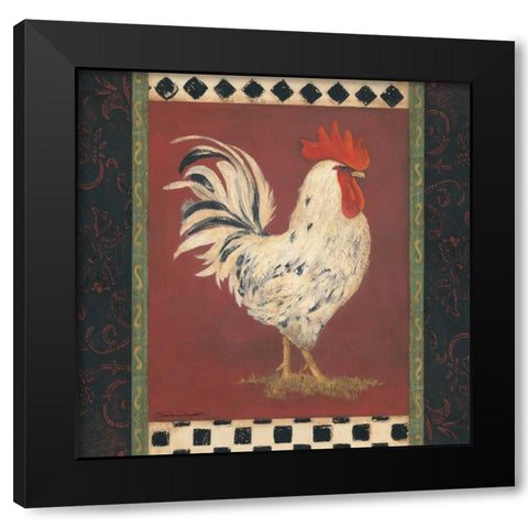 White Rooster Black Modern Wood Framed Art Print by Marrott, Stephanie
