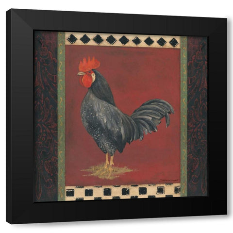 Black Rooster Black Modern Wood Framed Art Print with Double Matting by Marrott, Stephanie