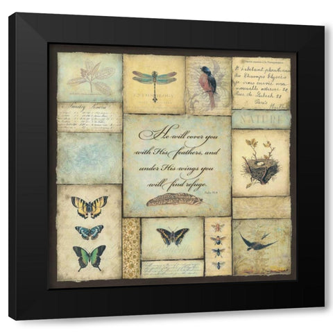 He Will Cover You Black Modern Wood Framed Art Print with Double Matting by Marrott, Stephanie