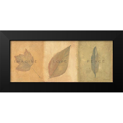 Imagine Love Peace Black Modern Wood Framed Art Print by Marrott, Stephanie