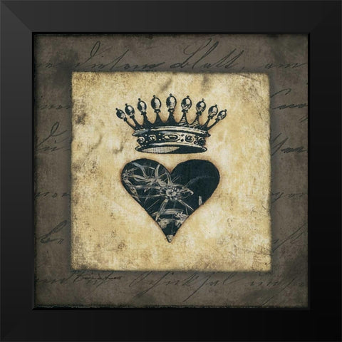 Heart Crown Black Modern Wood Framed Art Print by Marrott, Stephanie