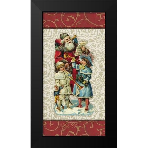 Father Christmas Black Modern Wood Framed Art Print by Marrott, Stephanie
