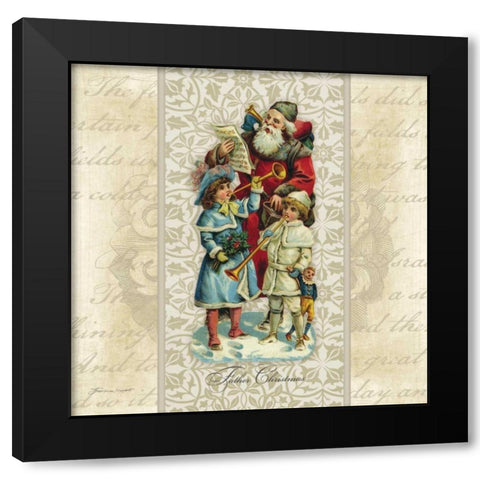 Father Christmas Black Modern Wood Framed Art Print by Marrott, Stephanie